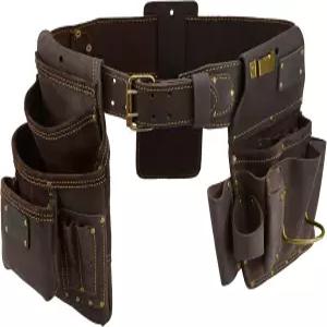 옥스 프로 드라이월 공구 벨트 - 22포켓 가죽 파우치 오일 태닝 가죽과 이중 스티칭 및 스틸 리벳으로 제작