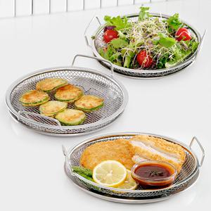 [리본제이]올스텐 핸들형 채반 접시 세트 (19cm/22cm/24cm) / 메쉬트레이 튀김망 트레이 접시