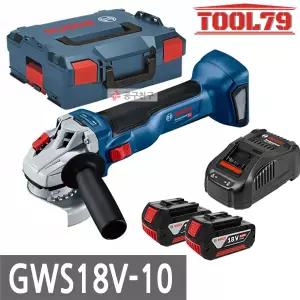보쉬 GWS18V-10 충전그라인더 100mm 18V 5.0Ah 배터리 2개 만조포함 킥백컨트롤