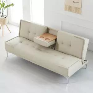 에보니아 시네마 컵홀더 접이식 소파베드 에어레더 패브릭 / 3인용 쇼파