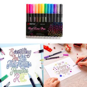 더블라인마커펜 아웃라인펜 테두리펜 다꾸펜12색