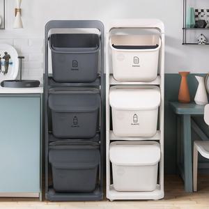 [올리빙] 뚜껑 이동식 분리수거함 2단/3단 외 기저귀정리함 다용도 수납함