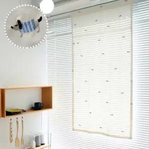 [텐바이텐][모모제작소]언더독 자수 북유럽 광목 가리개커튼 80x141