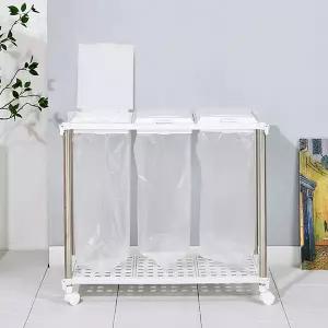 위즈홈 스퀘어 이동식 재활용 분리수거함 쓰레기통 2단