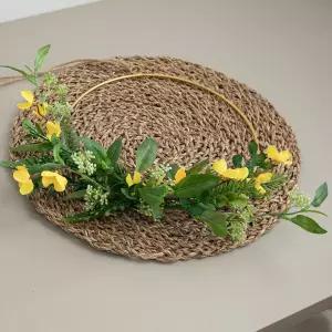 개나리 조화 리스 새봄 메탈링 30cm 인테리어 꽃 벽걸이 현관 문 꾸미기 행사 소품