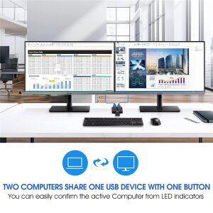 컴퓨터 USB 3.0 스위치 선택기 KVM 5Gbps 2 in 1 Out 양방향 Sharer 프린터 키보드 마우스 공유 키보드용