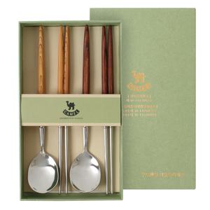 우드핸들 커플 수저세트 2P DO 나무 우드 스텐 숟가락 젓가락