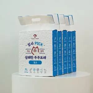 [네네린도]집사픽 상쾌한 무색소 대용량 고양이 두부모래 가는입자 밀크향 9L x 5개