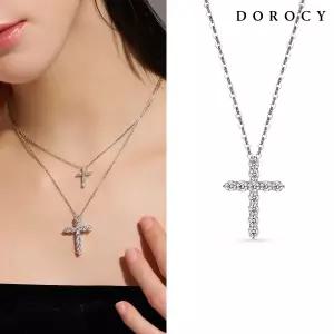 [도로시] 14k 클래식 랩 다이아몬드 십자가 펜던트_2mm