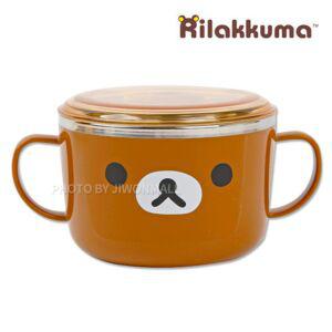 리락쿠마 라면그릇 유 뚜껑 스텐 식기 얼굴 라면기 브라운 아 간식접시 식판 도시락 캐릭터 동