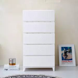 가든 라탄 5단 서랍장 플라스틱 수납장 옷장 정리함 와이드 550