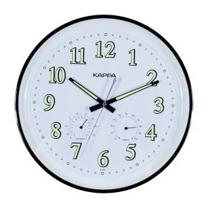 저소음 블랙라인 인테리어 벽장식 벽걸이 원형 시계 축광야광 온습도계