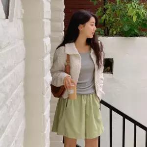 [미라클세븐][M7] 여자 고무줄 넓은 캐주얼룩 4부 짧은 골덴 팬츠