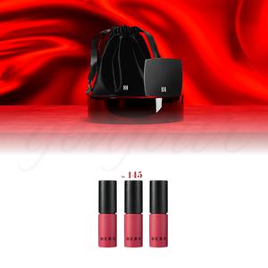 헤라 손거울 벨벳 파우치 set & 헤라 센슈얼 파우더 매트 리퀴드 145호 포에버영 미니 1.4g 3개 세트