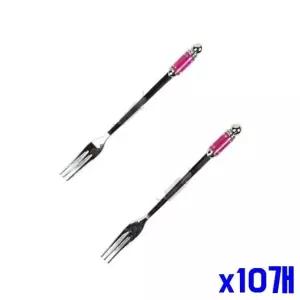 고품질 핑크 x10개 과일포크 티포크 2P 손잡이 디저트포크 (WFGTTL4)