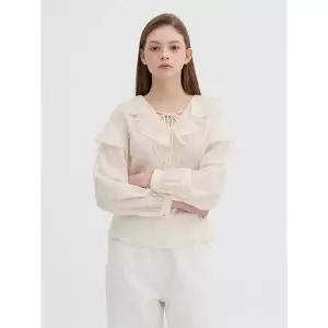 [올리브데올리브](센텀시티점)튜닉형 브이넥 러플 블라우스 OW5SB157