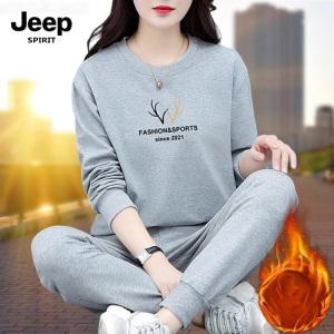 JEEP 여자 트레이닝복 긴팔 캐주얼 트레이닝 기모 두툼한 상하세트