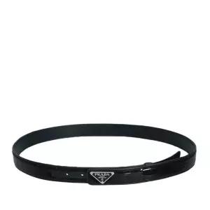 [중고명품] 100 블랙 시퀸 삼각 로고 벨트