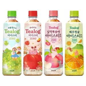 티로그 아이스티500ml 제로칼로리) 납작복숭아6+제주청귤6+루비자두 6개+애플청포도 6개