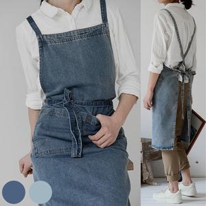 데님앞치마 어린이집 카페 미술 공방 식당 주방 보육교사 바리스타 목공 작업용 청 앞치마