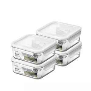 글라스락 클래식 화이트에디션 정사각 900ml 4조 세트