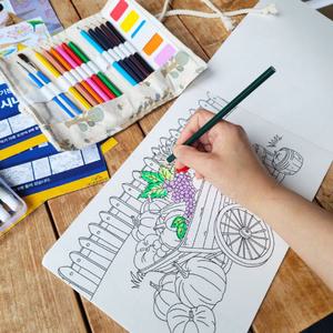 시니어용 컬러링북 8장 색칠놀이 뇌자극 어르신 예방 병원 학교 그림책