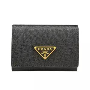 [명품] 25SS 삼각 로고 사피아노 반지갑 블랙 1MH042 QHH F0002