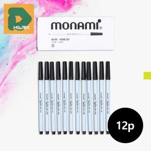 모나미 12p 싸인펜 수성 351사인펜 문구 검정싸인펜 수성펜 칼라 세트 컴싸 수능 컴퓨터용 컬러링 어린
