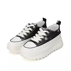 [BABARA][본사운영] 바바라 패브릭 보석 장식 청키 여성스니커즈 5cm_BBH170