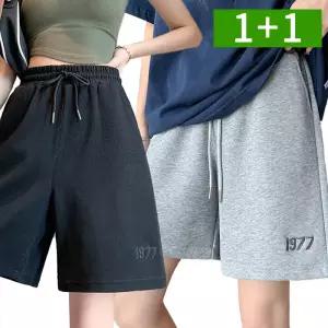 [1개+1개] 여성 트레이닝 반바지 5부 면반바지 밴딩 여름 헬스 운동 런닝 와이드팬츠