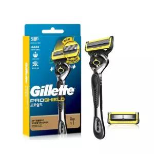 질레트 프로쉴드 옐로우 면도기 핸들+면도날2p