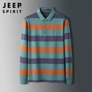 JEEP SPIRIT 남자 긴팔 티셔츠 스트라이프 칼라넥 기본핏 셔츠