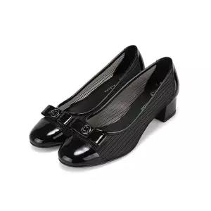 [본사운영] 바바라 소가죽 베이직 엠블럼 여성펌프스 4cm_BBI103