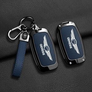 제네시스 G90 6/7/8 버튼용 새  가죽 자동차 키 케이스 커버  보호 쉘 액세서리