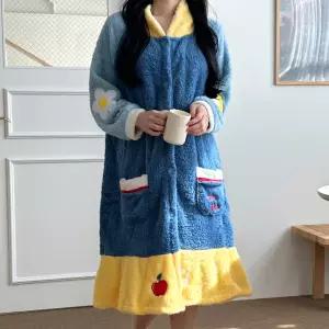 백설공주 로브 극세사 코스튬 수면잠옷 긴팔 원피스 가운 여성 기모 파자마 겨울 파티