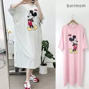 [보리보리/보리맘]박시 반팔 미키 수유 원피스 빅사이즈 여름 수유복