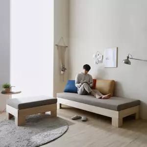 뮤카 패브릭 등쿠션 데이베드 원목 소파+스툴 GM328C (착불)