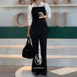 핫핑 [LOVB] 콜어바웃슬림 페플럼 슬리브리스+밴딩 부츠컷 슬랙스 set