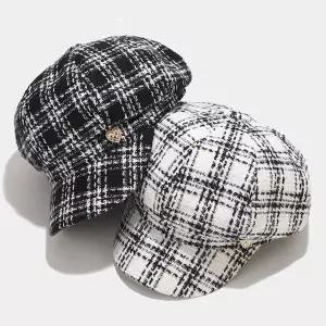 [콩심팥심]체크 패턴 뉴스 보이캡 흡수 밴드 둘레 조절 헌팅캡 헌팅캡베레모