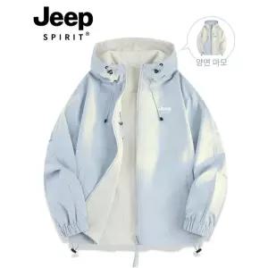 JEEP SPIRIT 여성 가을 겨울 소형 방풍 재킷 양면 후드집업 등산자켓