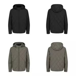 [올젠](타임스퀘어점패션관)덕다운 다이아 퀼팅 탈부착 후드 점퍼 2종1택 ZBF 4JP1203