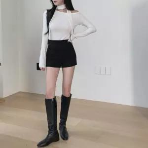 여성 데일리 무지컬러 하이웨스트 정장 반바지