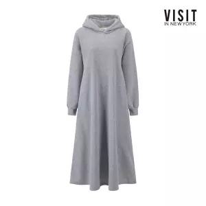데일리 A라인 기모 후드 롱 원피스 V5BOP01