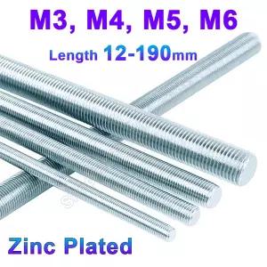 아연각파이프 120Pcs M3 M4 M5 M6 아연 도금 스레드로드 미터 나사 막대 바 볼트 스터드 치아 스틱 L 12190
