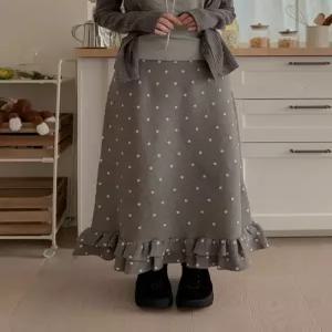 [엘루이즈][엘루이즈] 세인트 도트 프릴 니트 A라인 히든밴딩 롱스커트(2color)