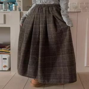 [엘루이즈][엘루이즈] [올밴딩도톰이] 프라하 빈티지 체크 핀턱 겨울 플리츠 롱스커트(2color)