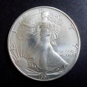 미국 1991년 아메리칸 워킹 이글 파인 실버 달러 1온스 은화 기념주화 