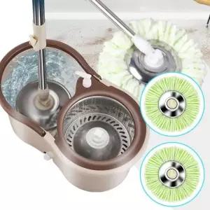 물걸레 막대 통돌이 회전 바닥 밀대 청소기 2장 마대 물밀대 극세사 물기 제거 노터치