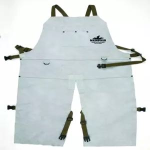 MCR 세이프티 38242MW 24 x 42인치 멤피스 스플릿 소 가죽 용접 턱 앞치마 레그 및 프론트 포켓 그레이