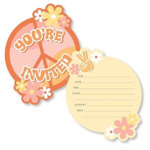 빅 닷 오브 해피니스 스테이 그루비 모양 채우기 초대장 봉투가 포함된 보호 히피 파티 12개 세트